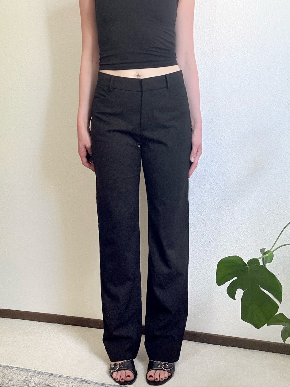 Banana Republic Mid Rise Straight Leg Tailored Wool Trousers Classic Minimalist - Picture 4 of 10